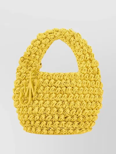 Jw Anderson Structured Knit Shopping Bag In Yellow