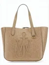 Jw Anderson Structured Shoulder Bag With Embossed Anchor And Leather Straps In White