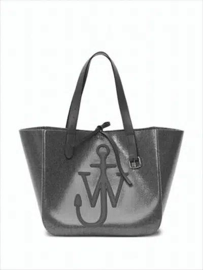 Jw Anderson Structured Tote Bag With Embossed Anchor Logo In Gray
