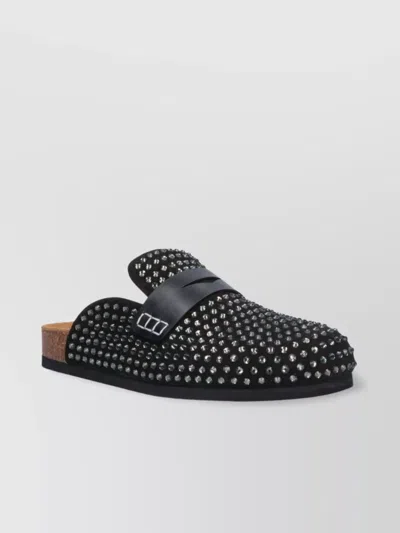 Jw Anderson Studded Cork Sole Mules With Round Toe In Black