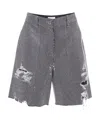 Jw Anderson Distressed Embellished Denim Shorts In Black
