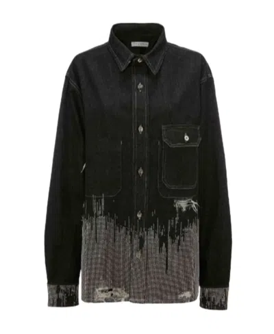 Jw Anderson Studded Denim Shirt In Black