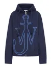 Jw Anderson J. W. Anderson Zip-up Hoodie With Contrasting Anchor Logo In Blue