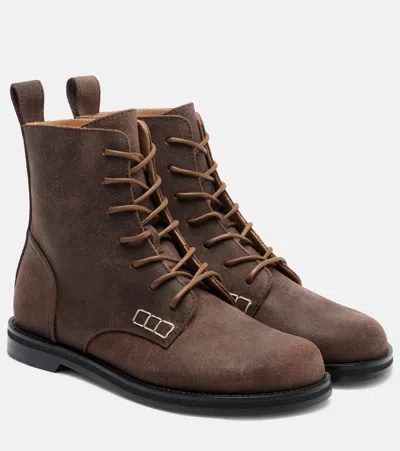 Jw Anderson Suede Ankle Boots In Brown