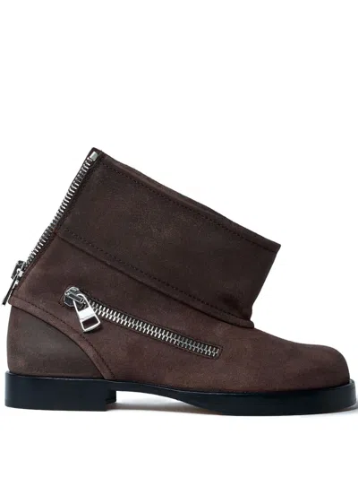 Jw Anderson Suede Ankle Boots In Brown