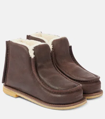 Jw Anderson Suede Ankle Boots In Chocolate
