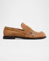 Jw Anderson Suede Biker Penny Loafers In Brown