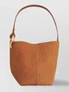 Jw Anderson Suede Bucket Bag Vertical Stitching In Brown