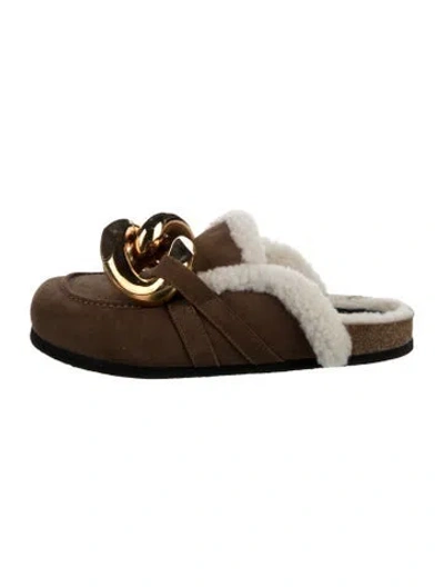 Pre-owned Jw Anderson Suede Chain-link Accents Mules In Brown