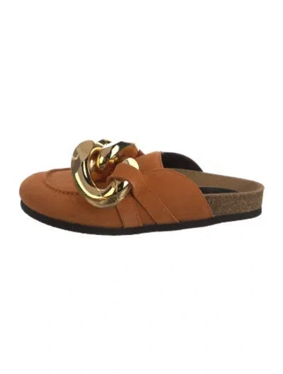 Pre-owned Jw Anderson Suede Chain-link Accents Mules In Orange
