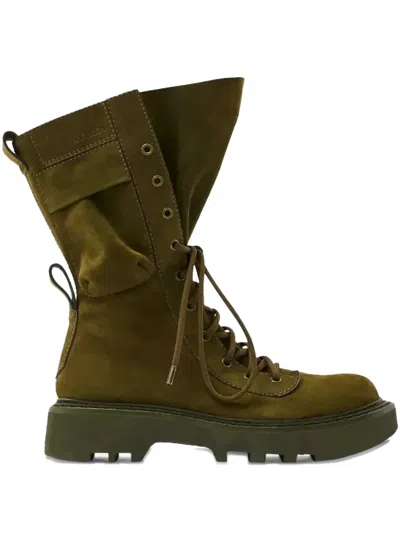 Jw Anderson Suede Combat Boots In Green