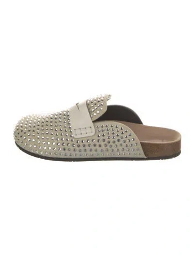 Pre-owned Jw Anderson Suede Crystal Embellishments Mules In Neutral