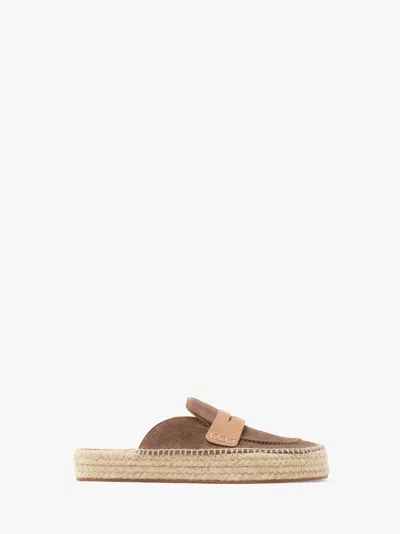 Jw Anderson Suede Espadrille Loafer Mules In Brown
