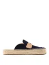 Jw Anderson Suede Espadrilles With Braided Raffia Sole In Azul Oscuro