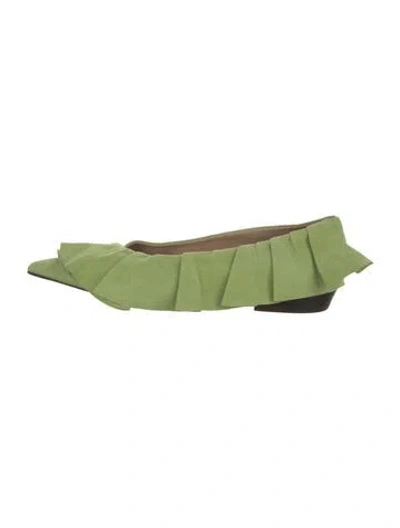 Pre-owned Jw Anderson Suede Flats In Green