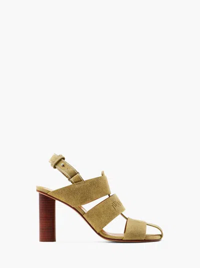 Jw Anderson Suede Heeled Fisherman Sandals In Green