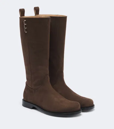 Jw Anderson Suede Knee-high Boots In Brown