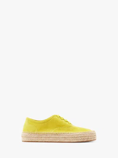 Jw Anderson Suede Lace-front Platform Espadrille In Yellow