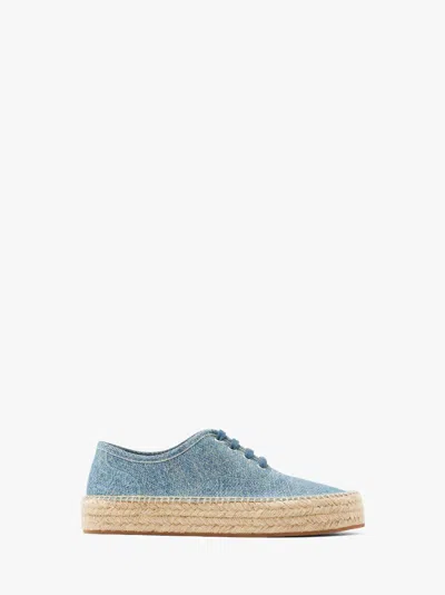 Jw Anderson Suede Lace-front Platform Espadrilles In Blue