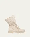 Jw Anderson 30mm Suede Combat Boots In Off White