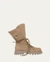 Jw Anderson Suede Lace-up Combat Boots In Taupe