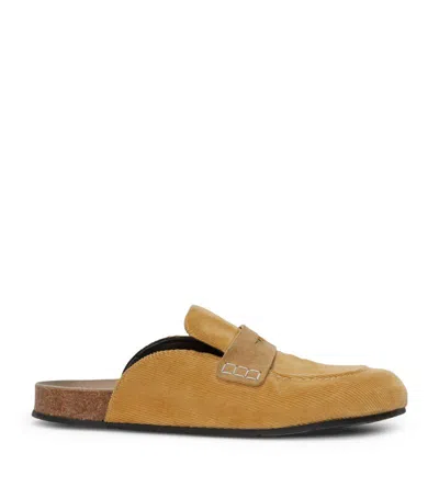 Jw Anderson Suede Loafer Mules In Yellow