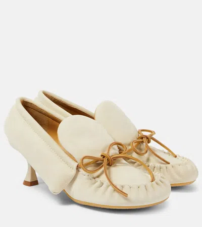 Jw Anderson Suede Loafer Pumps In White