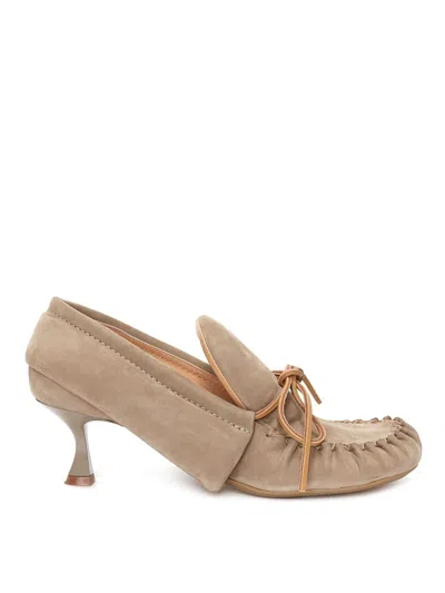 Jw Anderson Suede Moccasin Pumps In Taupe