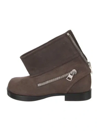 Pre-owned Jw Anderson Suede Moto Boots In Brown