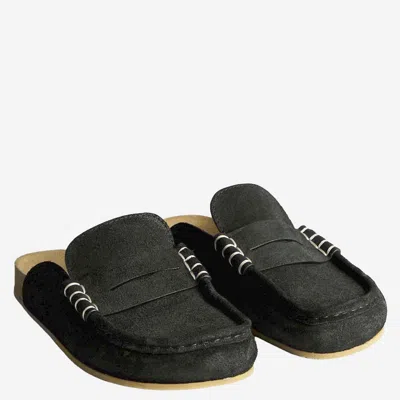 Jw Anderson Suede Mule Loafer In Black