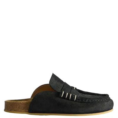 Jw Anderson Suede Mule Loafers With Tapered Silhouette In Black
