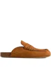 Jw Anderson Stitch Ribbed Nubuck Mules In Brown