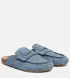 Jw Anderson Suede Stitch Loafer Mules In Blue
