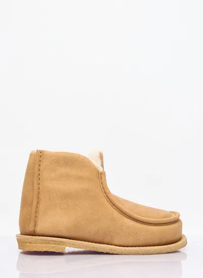 Jw Anderson Suede Padded Ankle Boots In Beige