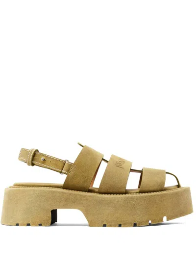 Jw Anderson Suede Platform Sandals In Green