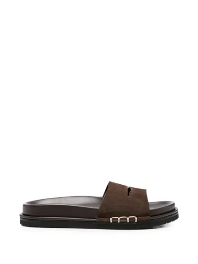 Jw Anderson Fussbett Suede Slides In Brown