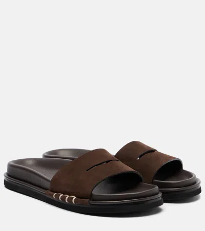 Jw Anderson Suede Slides In Brown