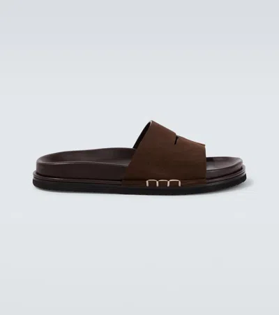 Jw Anderson Fussbett Suede Sandals In Brown