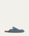 Jw Anderson Suede Stitch Loafer Mules In Blue