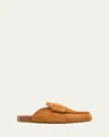 Jw Anderson Stitch Ribbed Nubuck Mules In Brown