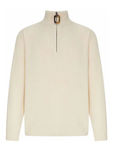 Jw Anderson Ribbed-knit Wool And Cotton Sweater In Neutral