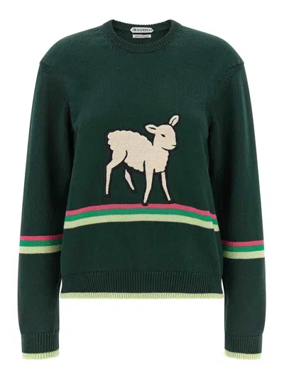 Jw Anderson Suéter Cuello Redondo - Verde