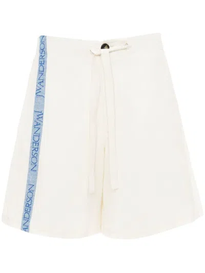 Jw Anderson Summer Maxi Skirt In Off-white With Natural Logo Print