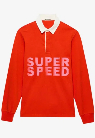 Jw Anderson Super Speed Short-sleeved Polo T-shirt In Red