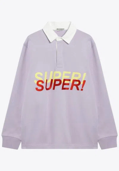 Jw Anderson Super Super-print Polo T-shirt In Purple