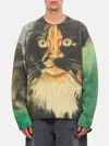 Jw Anderson Multicolor Cat Print Sweater In Grün