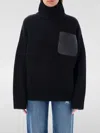 Jw Anderson Women Leather Patch Pocket Sweater In Schwarz