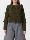 Jw Anderson J. W. Anderson Textured Green Cropped Jersey With Loop Embellishments In Green