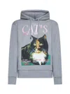 Jw Anderson Cat Print Hoodie Mid Grey Melange In Mid Grey Melange