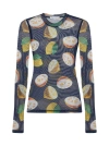 Jw Anderson Long Sleeve Mesh Top In Navy